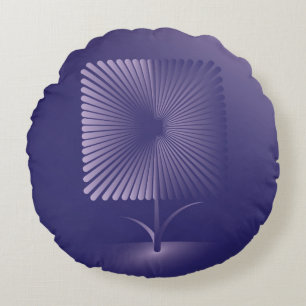 Violet square flower round cushion