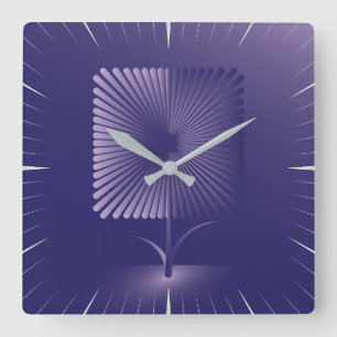 Violet square flower wall clock