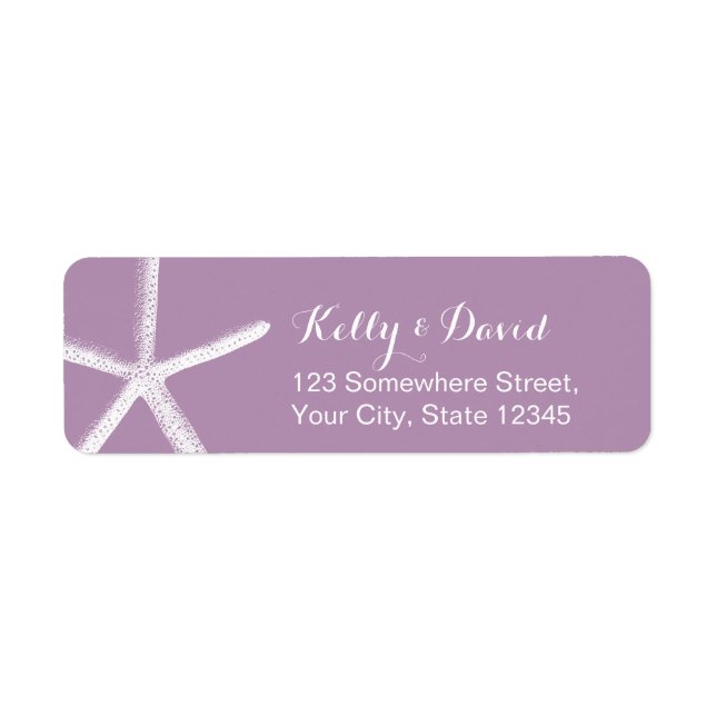 Violet Starfish Beach Wedding Return Address (Front)
