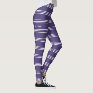 Violet Stripes custom monogram leggings