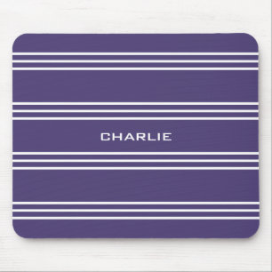Violet Stripes custom monogram mousepad