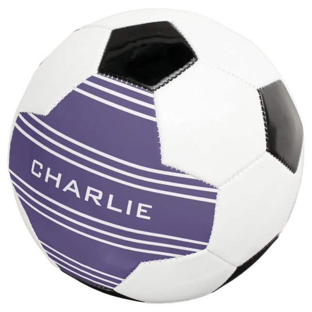 Violet Stripes custom monogram soccer ball (Three Quarter)