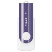 Violet Stripes custom monogram USB drives (Front Vertical)