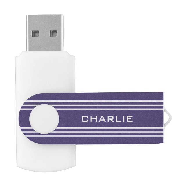 Violet Stripes custom monogram USB drives (Opened)
