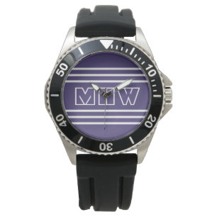 Violet Stripes custom monogram watches