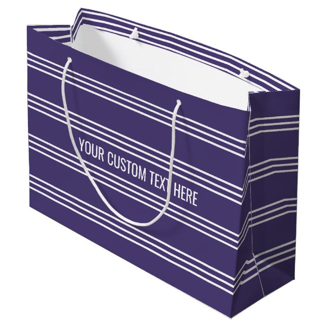 Violet Stripes custom text gift bag (Back Angled)