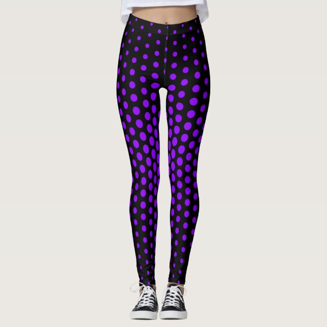 Violet Techno Dot Pattern Leggings (Front)