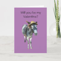 Violet the Donkey in Straw Hat with Flowers