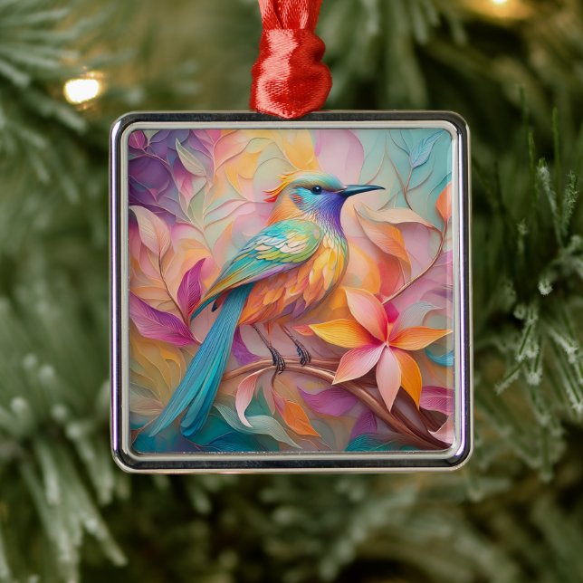Violet Throated Songbird Fantasy Bird Metal Tree Decoration (Tree)
