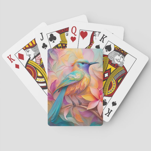 Violet Throated Songbird Fantasy Bird Playing Cards (Back)