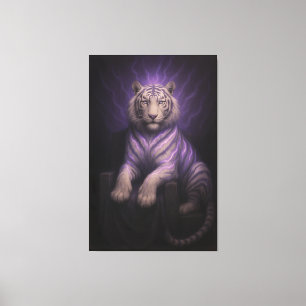 Violet Thunder Throne White Tiger – Sovereign Aura Canvas Print