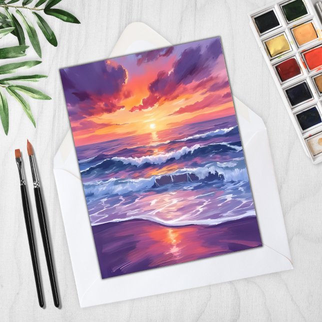 Violet Tide | Purple Sunset Ocean Waves Card (Creator Uploaded)