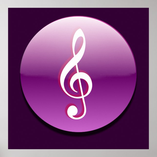 Violet Treble Clef Button Poster (Front)