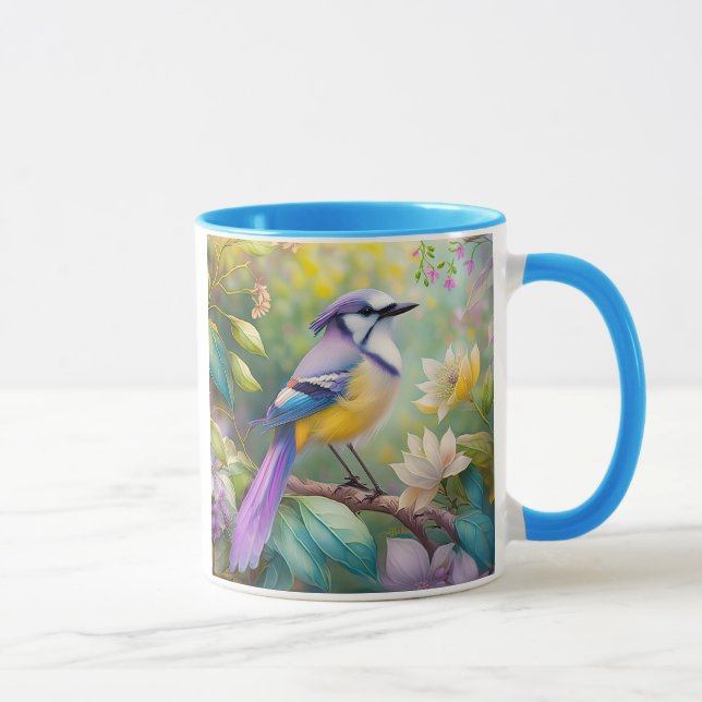 Violet Tufted Jay Fantasy Bird Mug (Right)