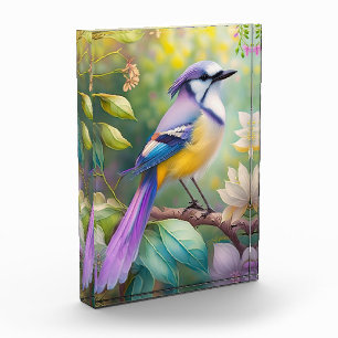 Violet Tufted Jay Fantasy Bird Photo Block