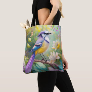 Violet Tufted Jay Fantasy Bird Tote Bag