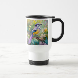 Violet Tufted Jay Fantasy Bird Travel Mug