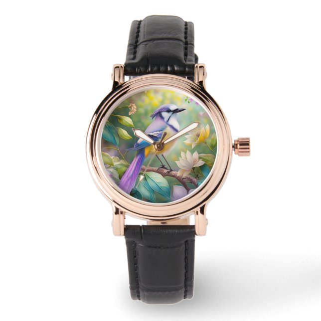 Violet Tufted Jay Fantasy Bird Watch (Front)
