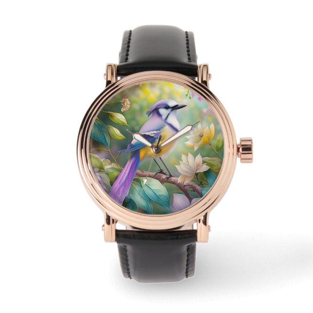 Violet Tufted Jay Fantasy Bird Watch (Front)