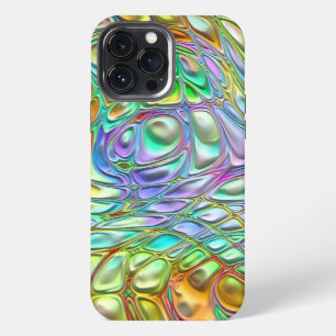 Violet Turquoise Orange Pink Retro Swirl Pattern iPhone 13 Pro Max Case