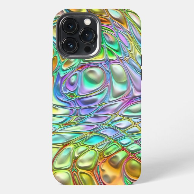 Violet Turquoise Orange Pink Retro Swirl Pattern iPhone Case (Back)