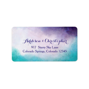 Violet & Turquoise Watercolor Personalised Label