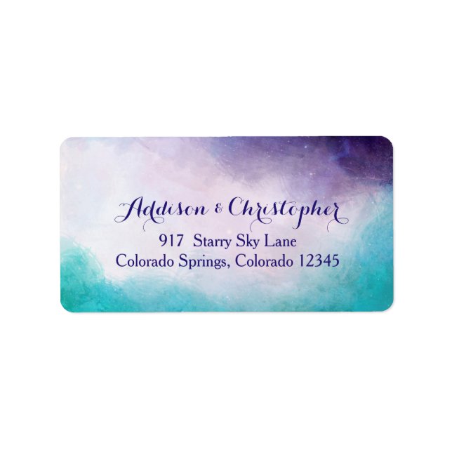 Violet & Turquoise Watercolor Personalised Label (Front)