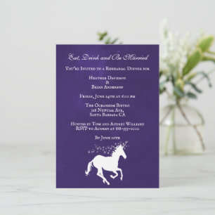 Violet Unicorn Wedding Rehearsal Dinner Invite