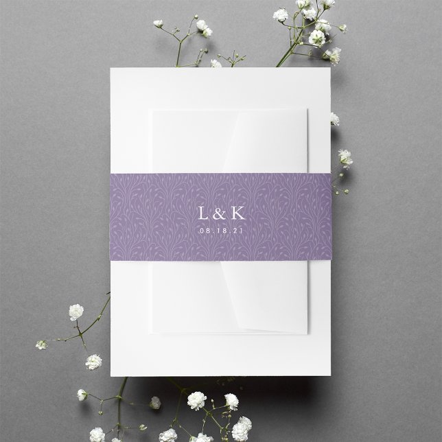 Violet Vines Pattern Monogram Invitation Belly Band (Creator Uploaded)