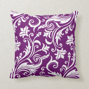 Violet Vintage Damask Pattern Cushion