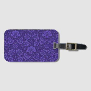 Violet Vintage Damask Pattern Luggage Tag