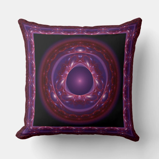 Violet visionary fractal ornament cushion (Front)