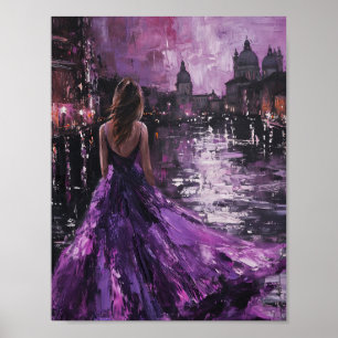 Violet Vista: An Enchanted Evening in Venice Poster