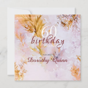 Violet Watercolor Autumn Leaves Birthday Invitation