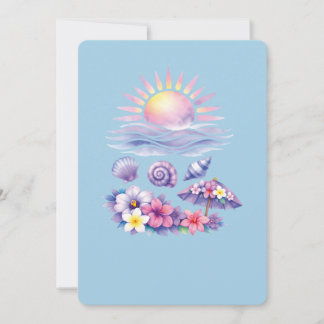 violet watercolor creative beach invitation