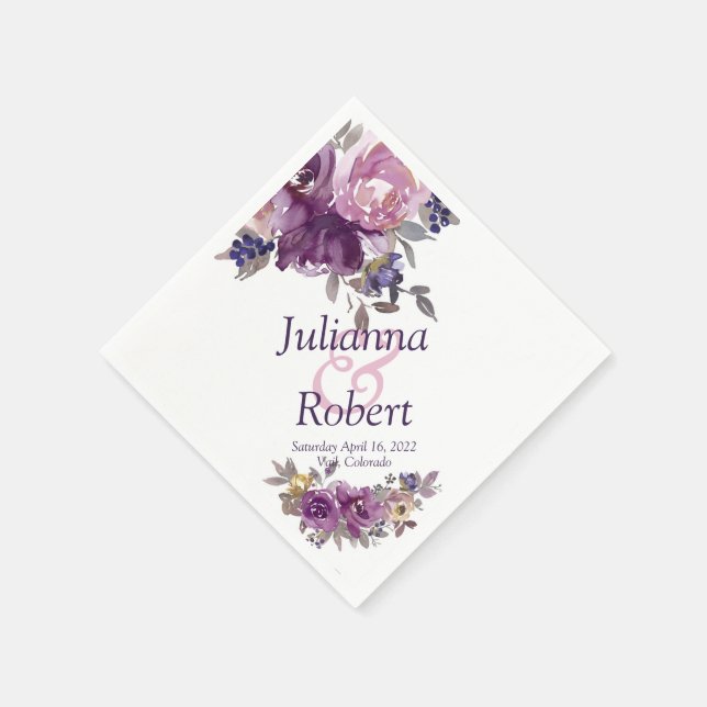 Violet watercolor floral  napkins (Corner)