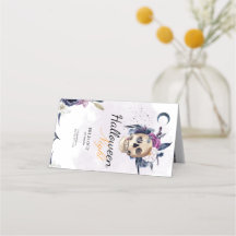 Violet Watercolor Halloween Party Gothic Skull