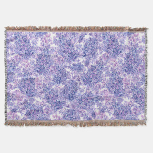 Violet watercolor lilac flowers throw blanket