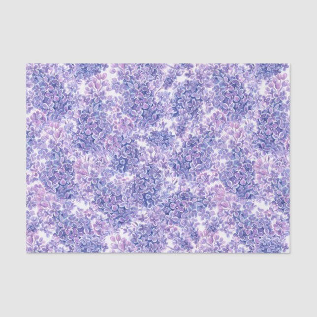 Violet watercolor lilac flowers tissue paper (Front)