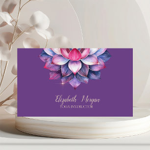 Violet Watercolor Lotus Yoga Simple Business Card