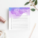 Violet Watercolor Personalised To-Do List Notepad<br><div class="desc">Stay motivated and on-task with this chic personalised to-do list note pad featuring "get it done" and your name at the top in white lettering on a vibrant blue and violet purple ombre watercolor background. With 10 checkboxes and a cool lined design, this custom notepad makes it easy for you...</div>