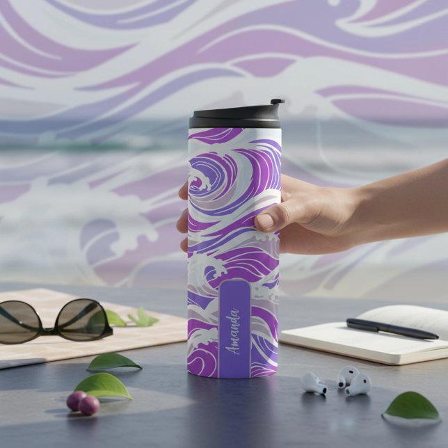 Violet Wave Pattern Thermal Tumbler (Creator Uploaded)