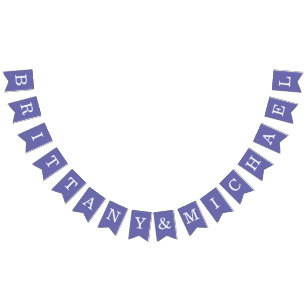 Violet Wedding Bride and Groom Names Simple Purple Bunting