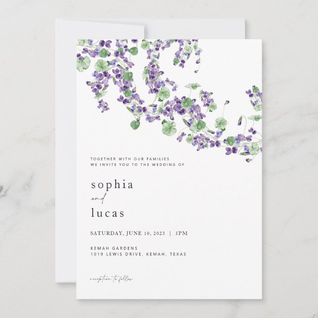 Violet Wedding Invitation Spring Puple Invite (Front)