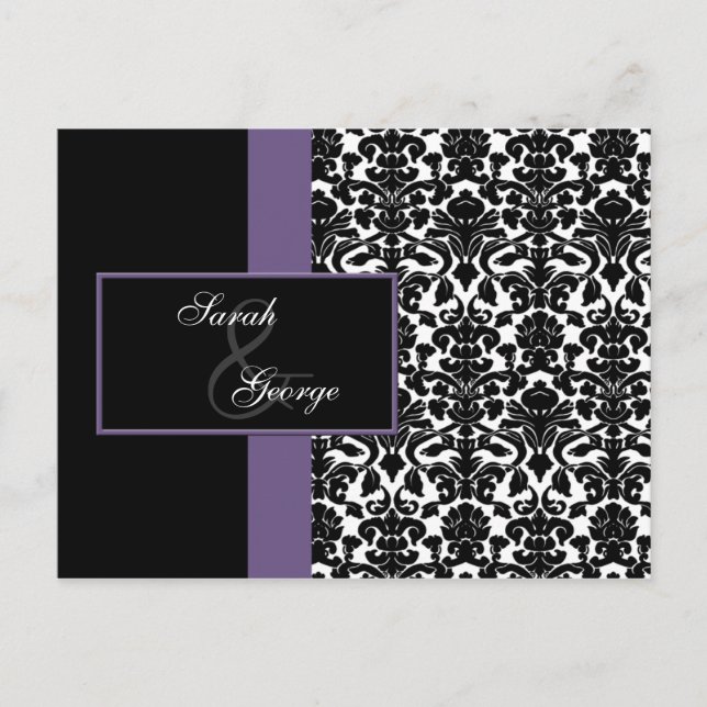 violet Wedding rsvp card (Front)