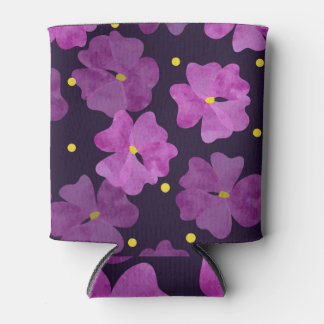 Violet Whispers: Floral Watercolor Elegance Can Cooler