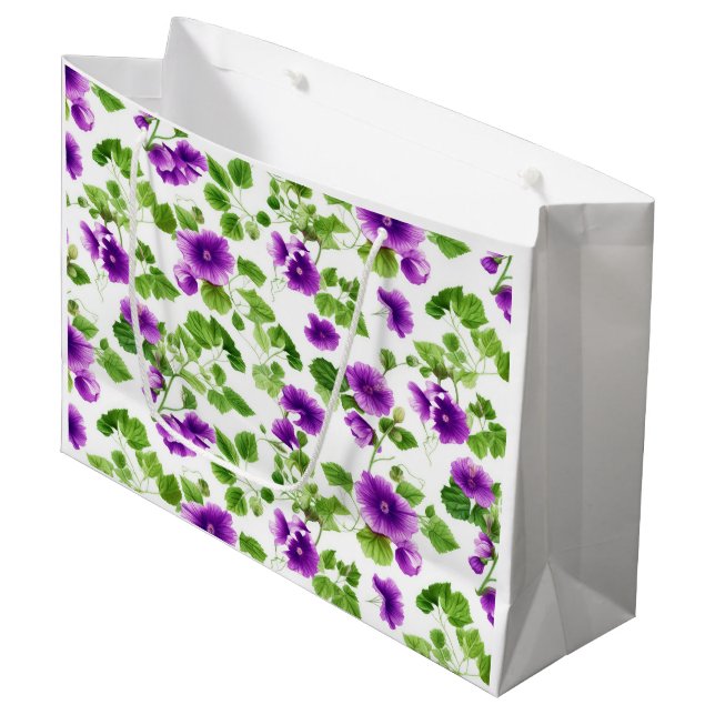 Violet Whispers, Purple Floral  Large Gift Bag (Front Angled)