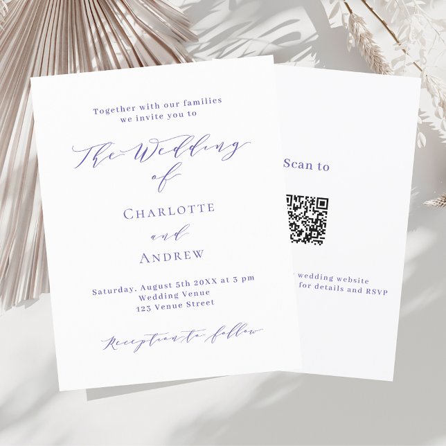 Violet white formal QR code RSVP budget wedding (Creator Uploaded)