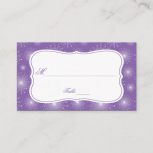 Violet White Starbursts Sunbursts Place Cards