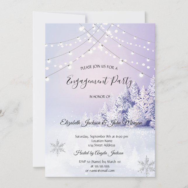 Violet Winter Landscape Forest Engagement  Invitation (Front)